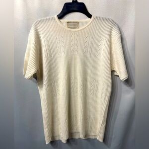 Vintage Italian Sweater short sleeve-Made Italy-Cream knit- Le Maglie di Giulia